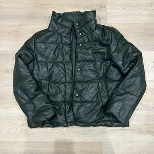 7 for All Mankind Faux Leather Quilted Puffer Jacket